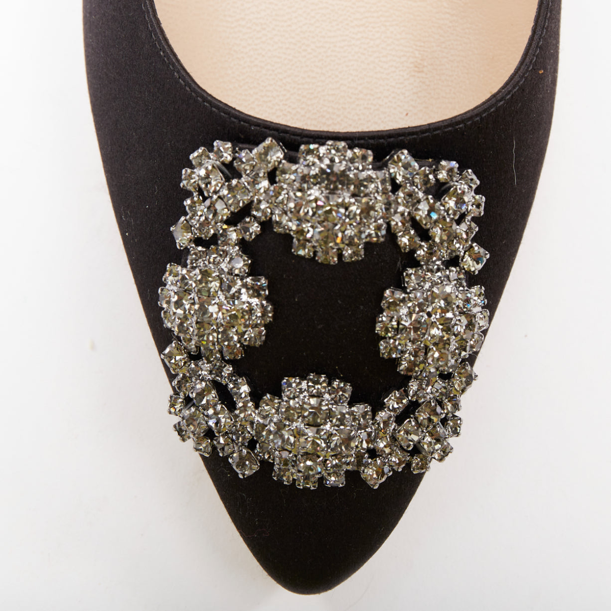 Women's Manolo Blahnik Satin Crystal Brooch Pumps