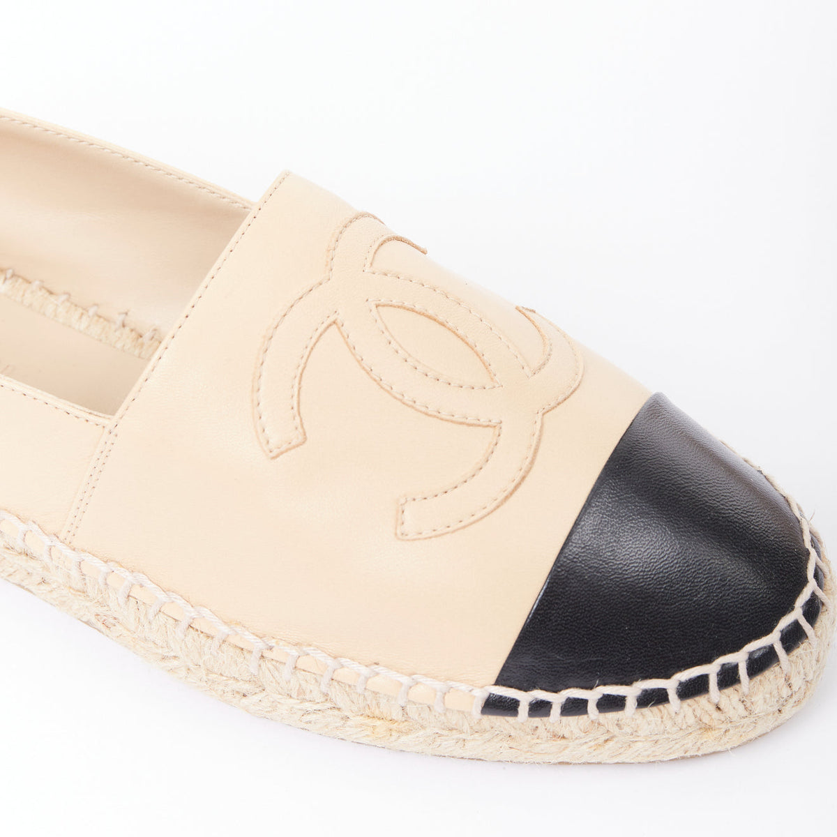 Women's Chanel Lamb Leather Toe Cap Espadrilles