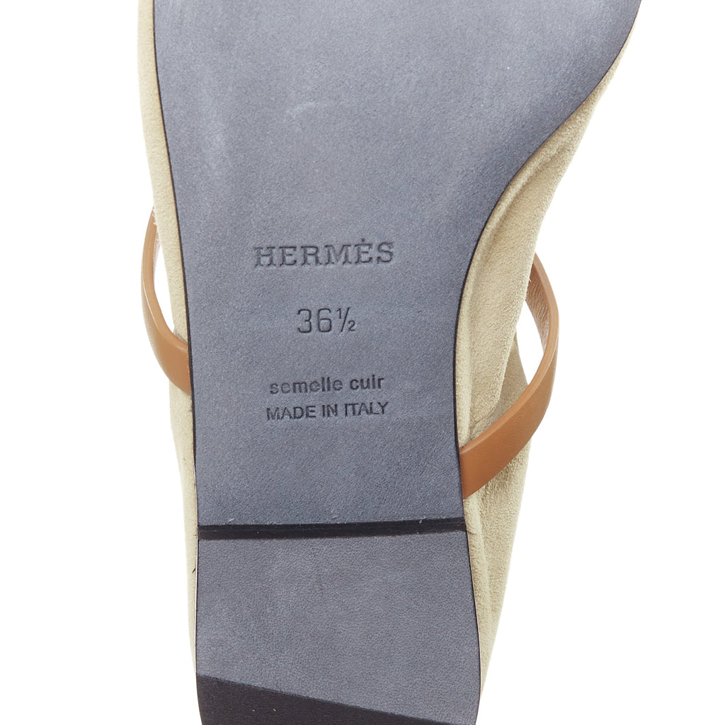 Women's Hermes Suede Straps Maryjane Ballet Flats