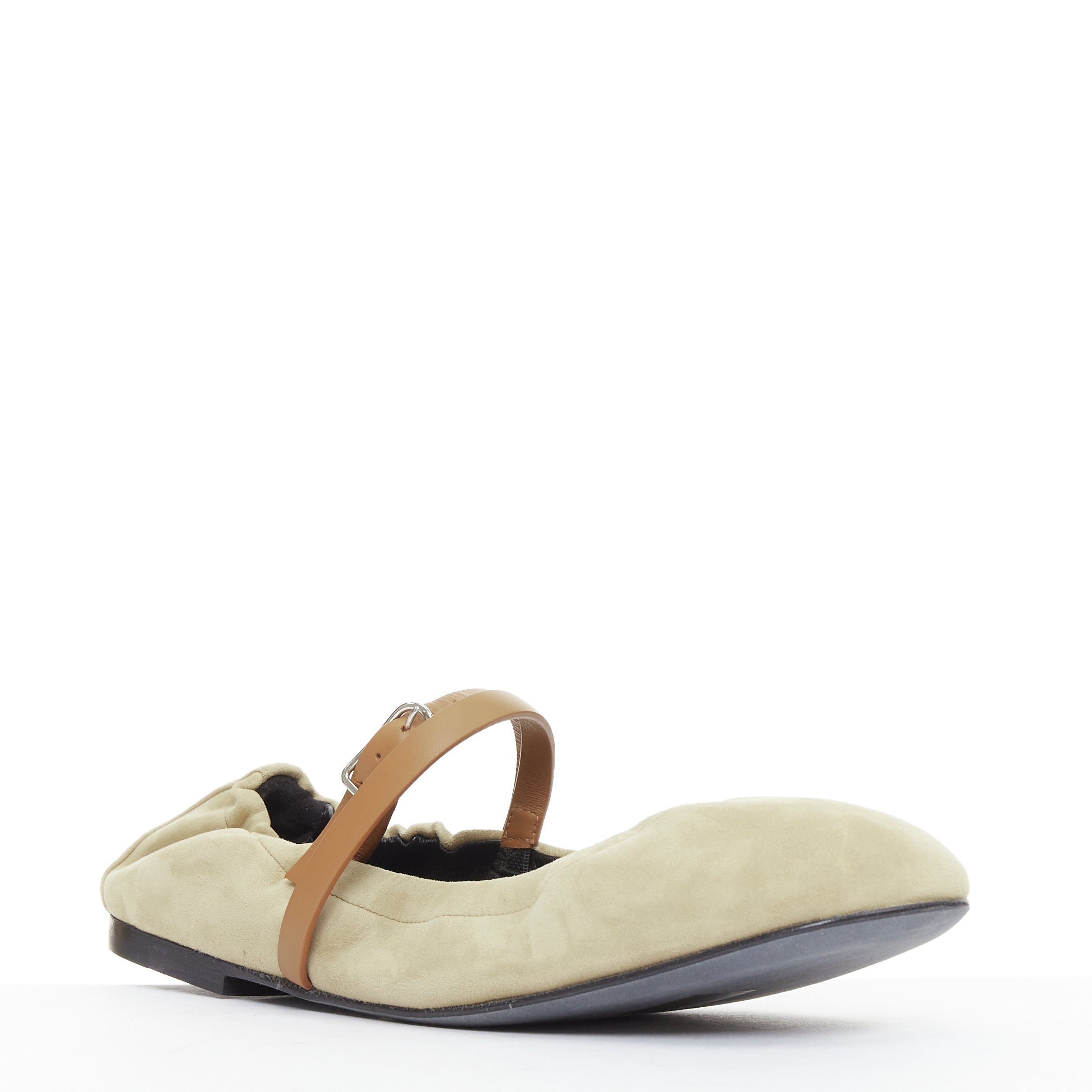 Women's Hermes Suede Straps Maryjane Ballet Flats