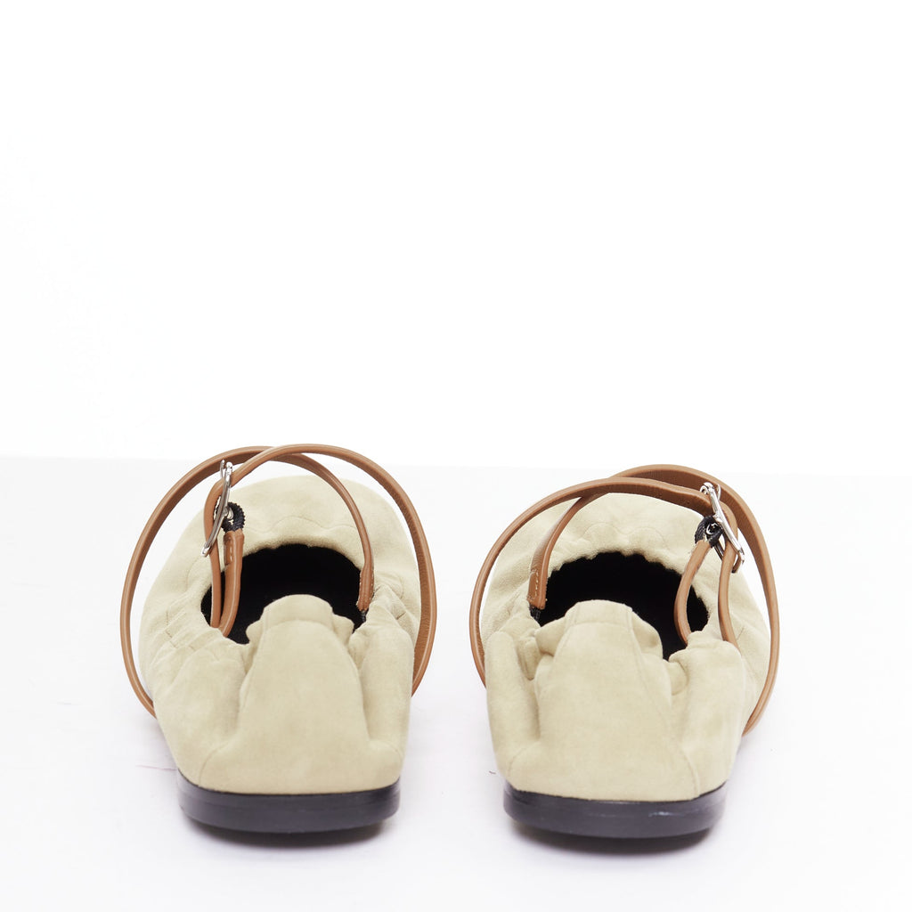 Women's Hermes Suede Straps Maryjane Ballet Flats