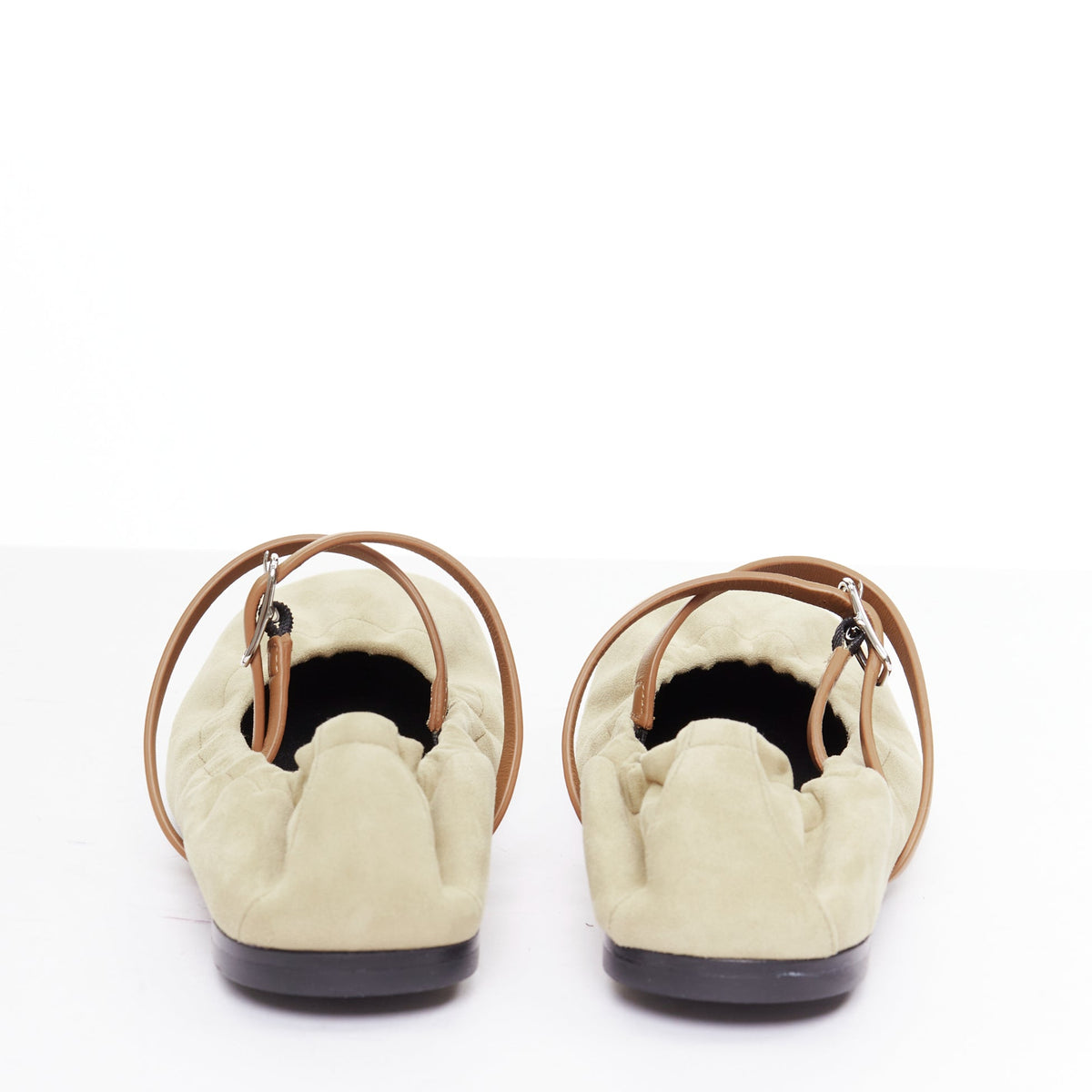 Women's Hermes Suede Straps Maryjane Ballet Flats
