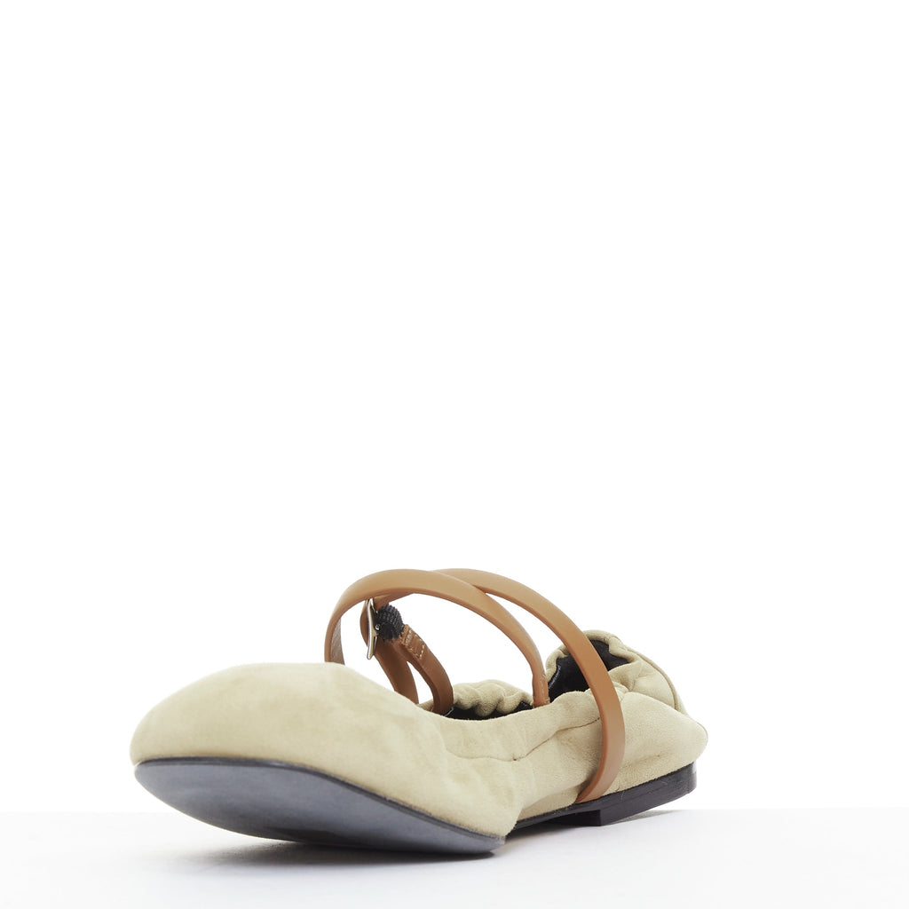 Women's Hermes Suede Straps Maryjane Ballet Flats