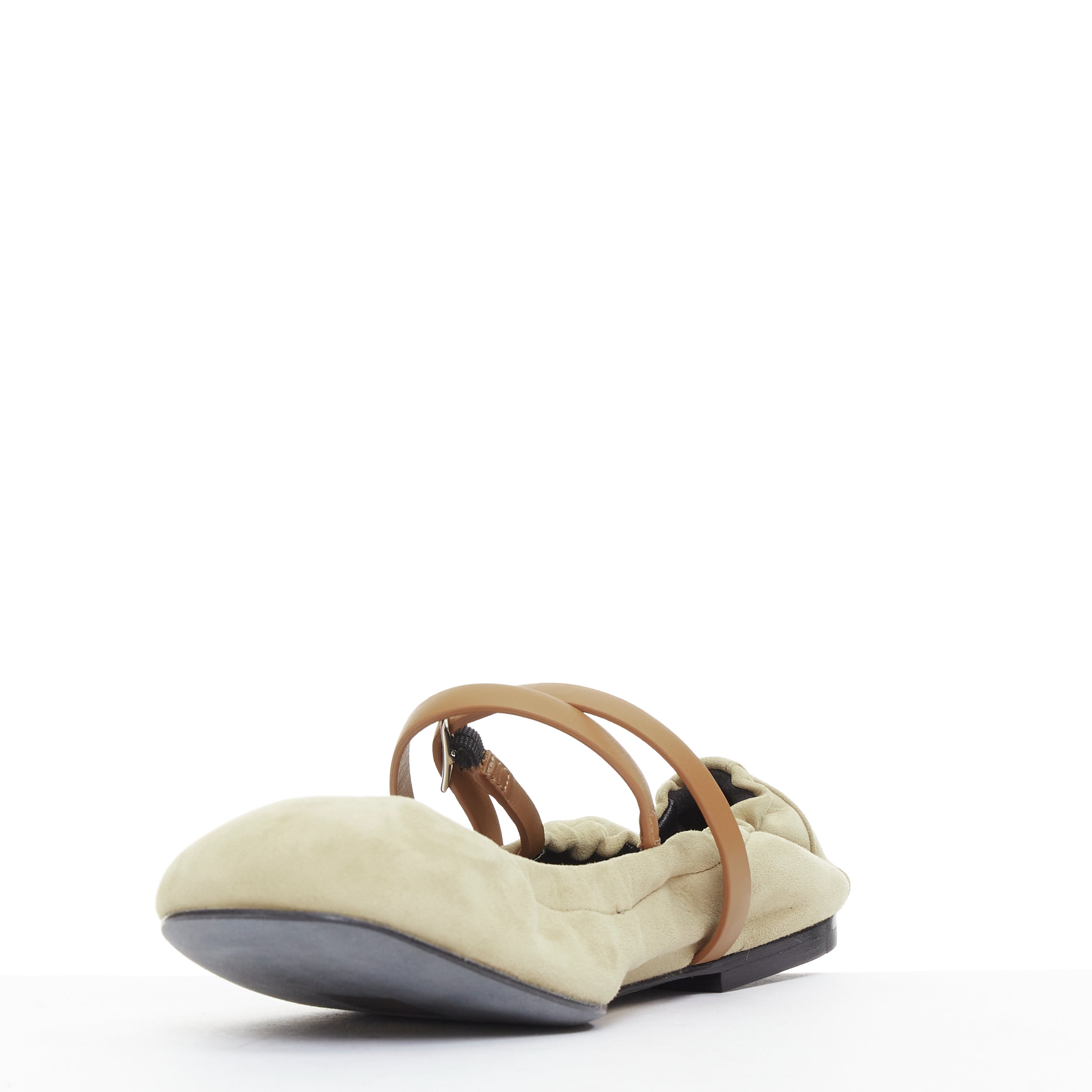 Women's Hermes Suede Straps Maryjane Ballet Flats