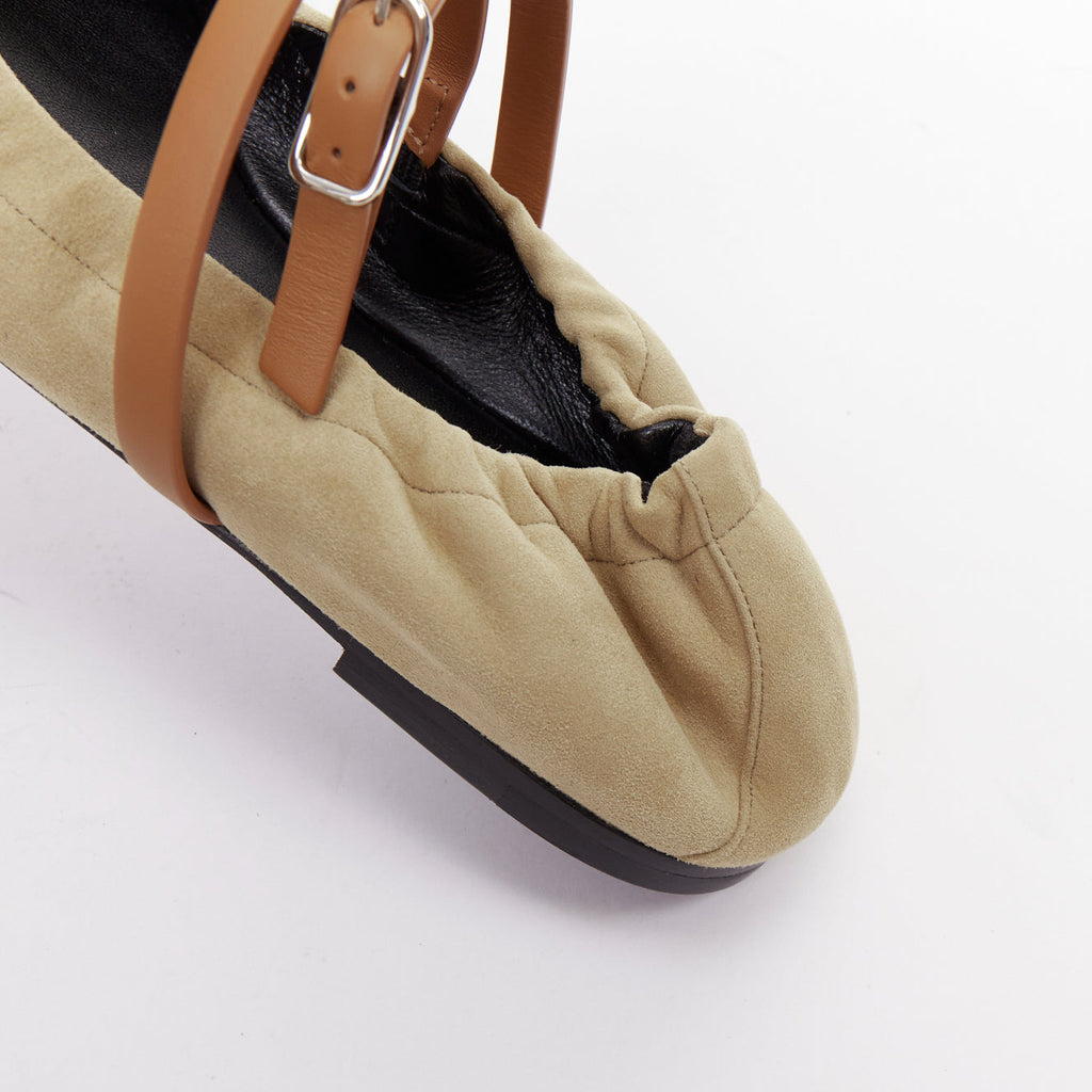 Women's Hermes Suede Straps Maryjane Ballet Flats