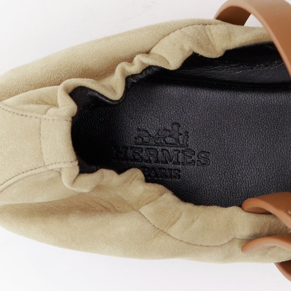 Women's Hermes Suede Straps Maryjane Ballet Flats