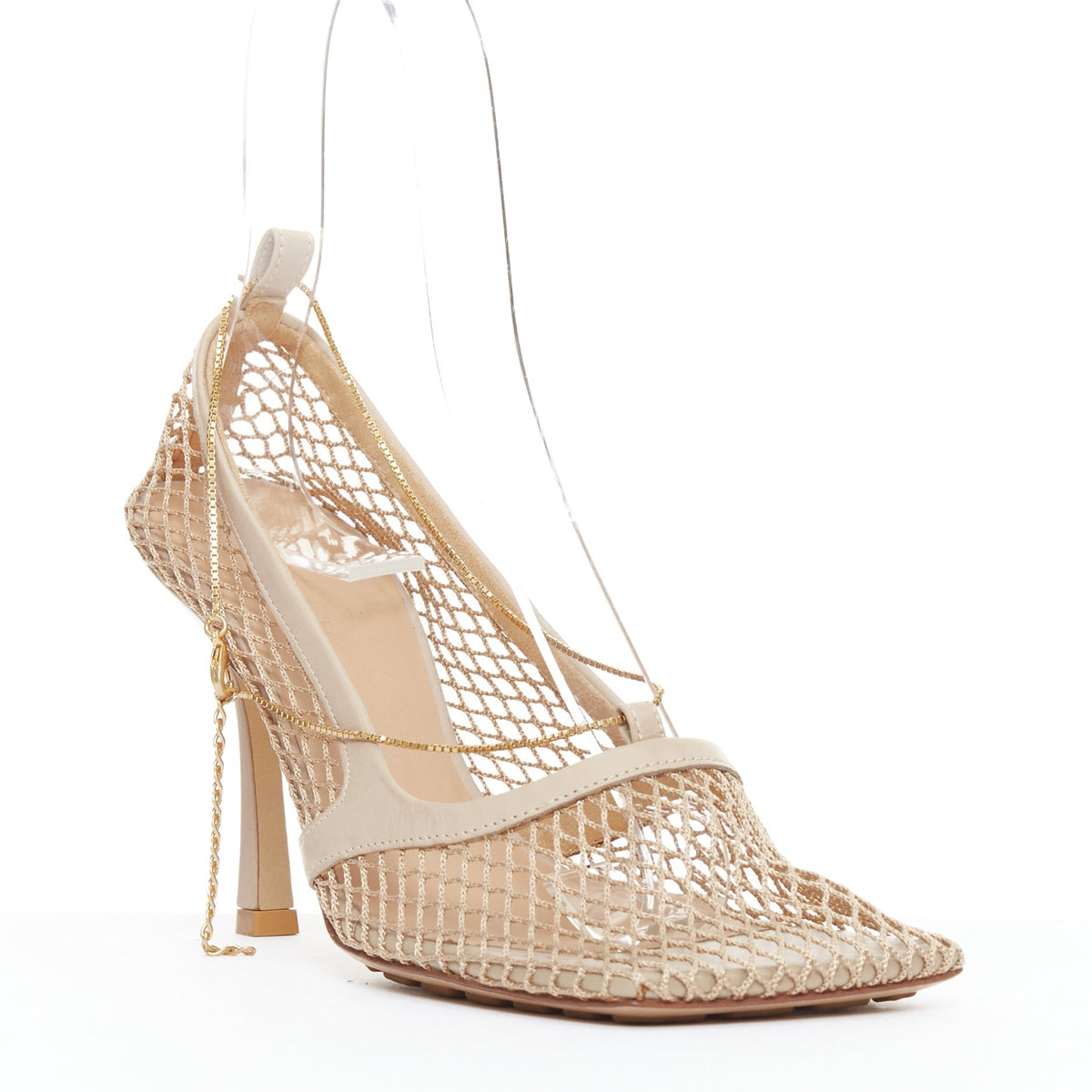 Women's Bottega Veneta Leather Fishnet Heels