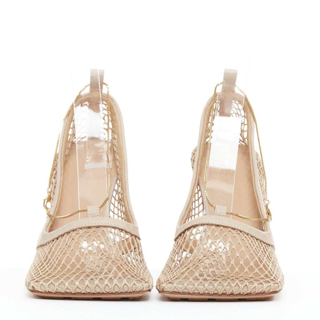 Women's Bottega Veneta Leather Fishnet Heels