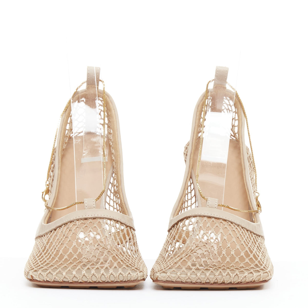 Women's Bottega Veneta Leather Fishnet Heels
