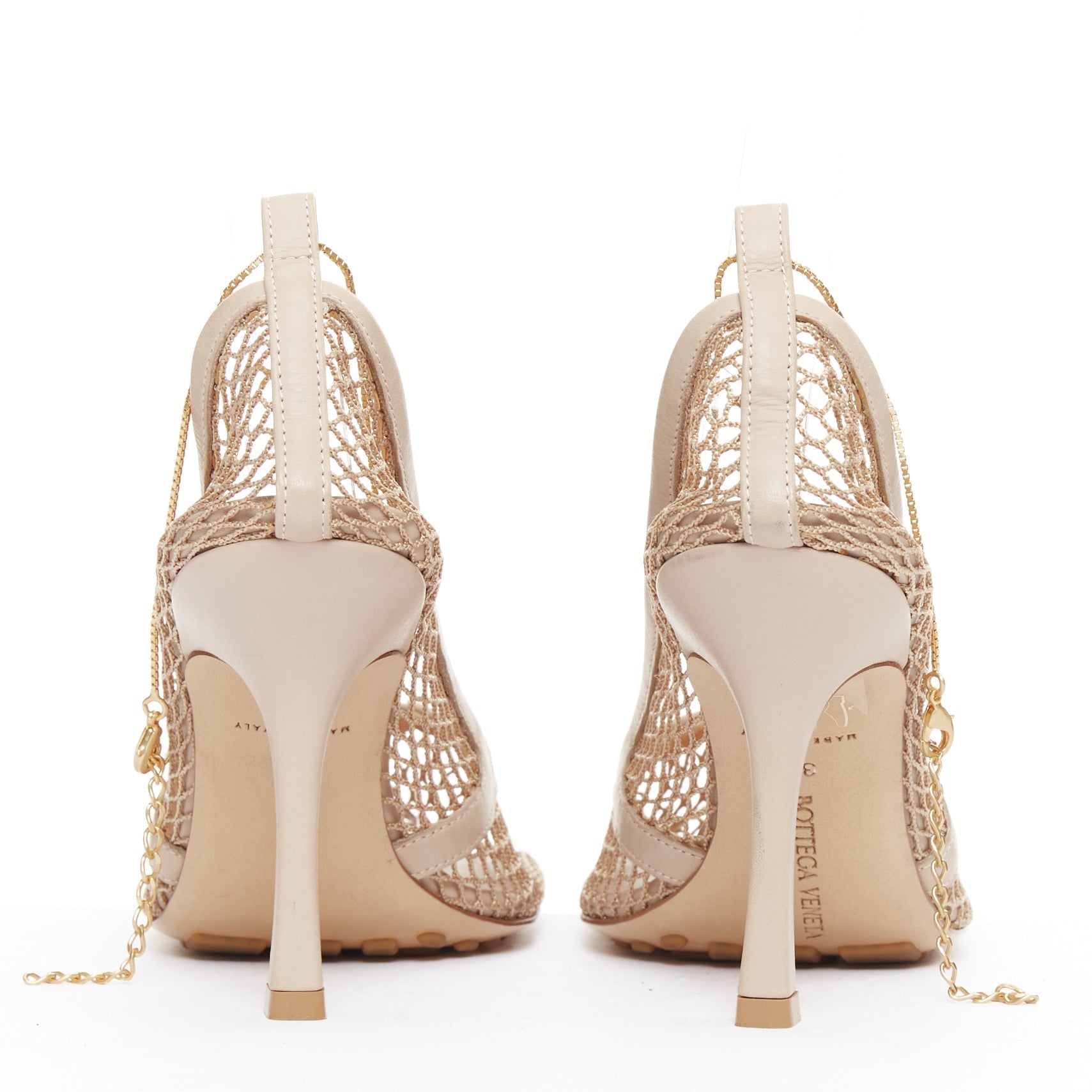 Women's Bottega Veneta Leather Fishnet Heels