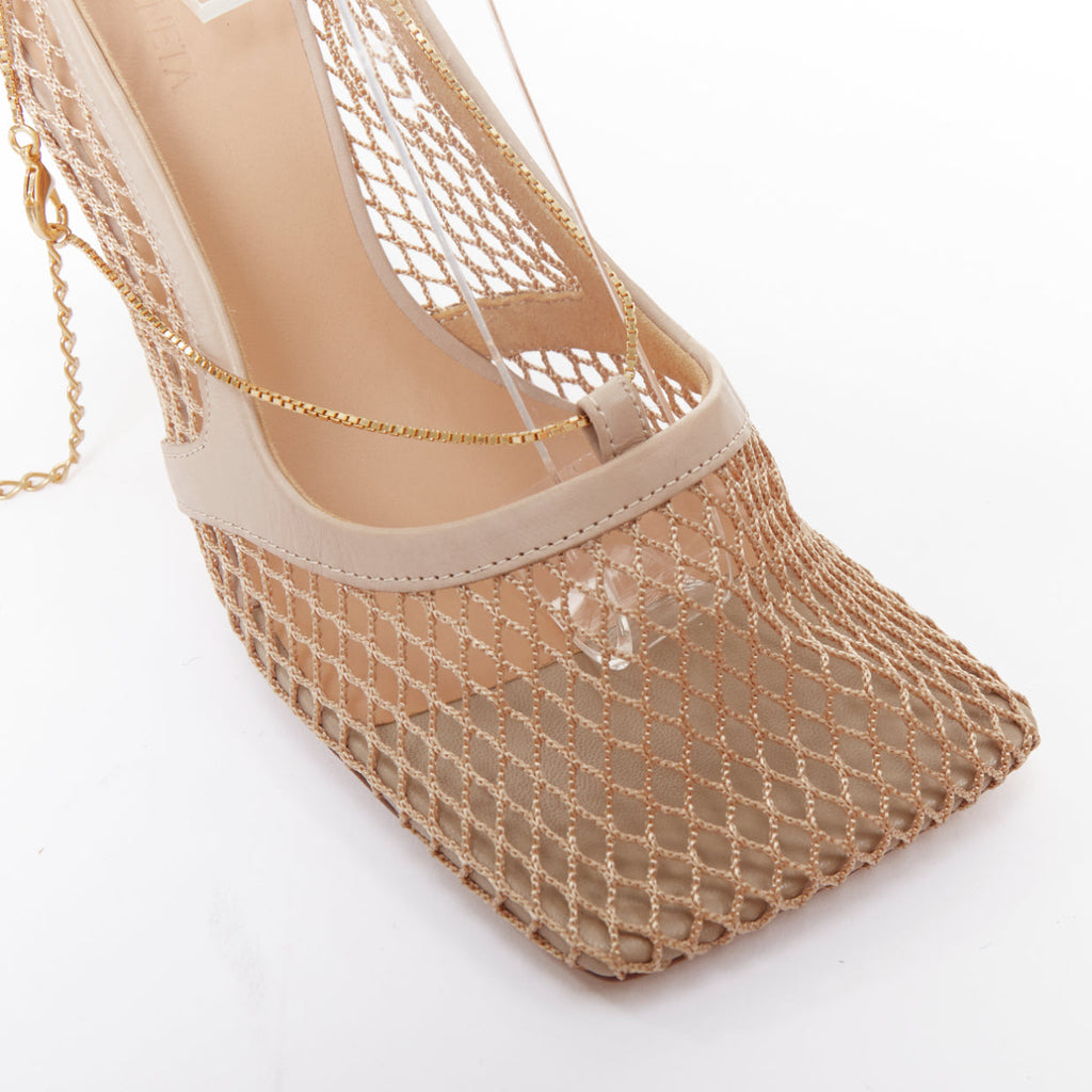 Women's Bottega Veneta Leather Fishnet Heels