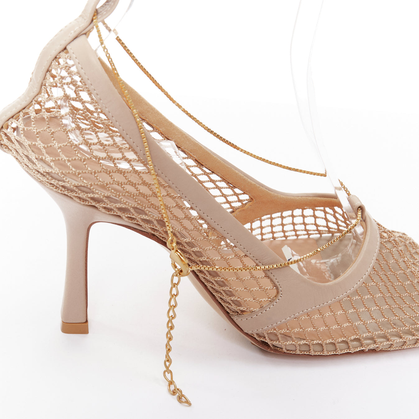 Women's Bottega Veneta Leather Fishnet Heels