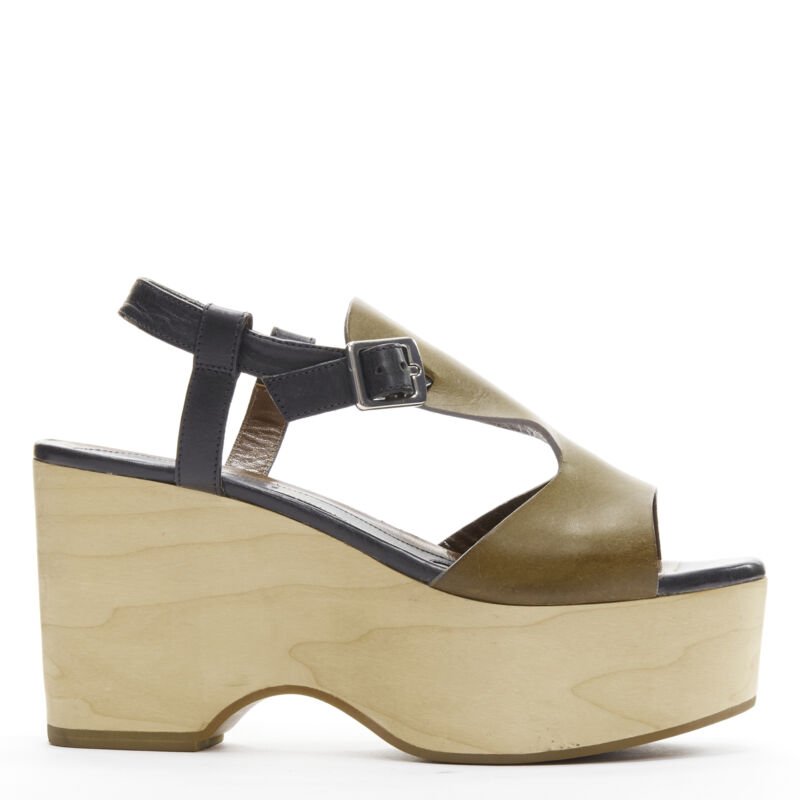 Women's Marni Wooden Platform Wedged Sandals