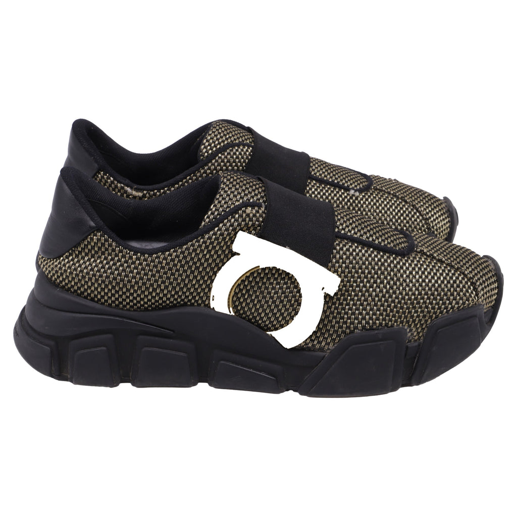 Women's Salvatore Ferragamo Monster Trainers in Black Nylon