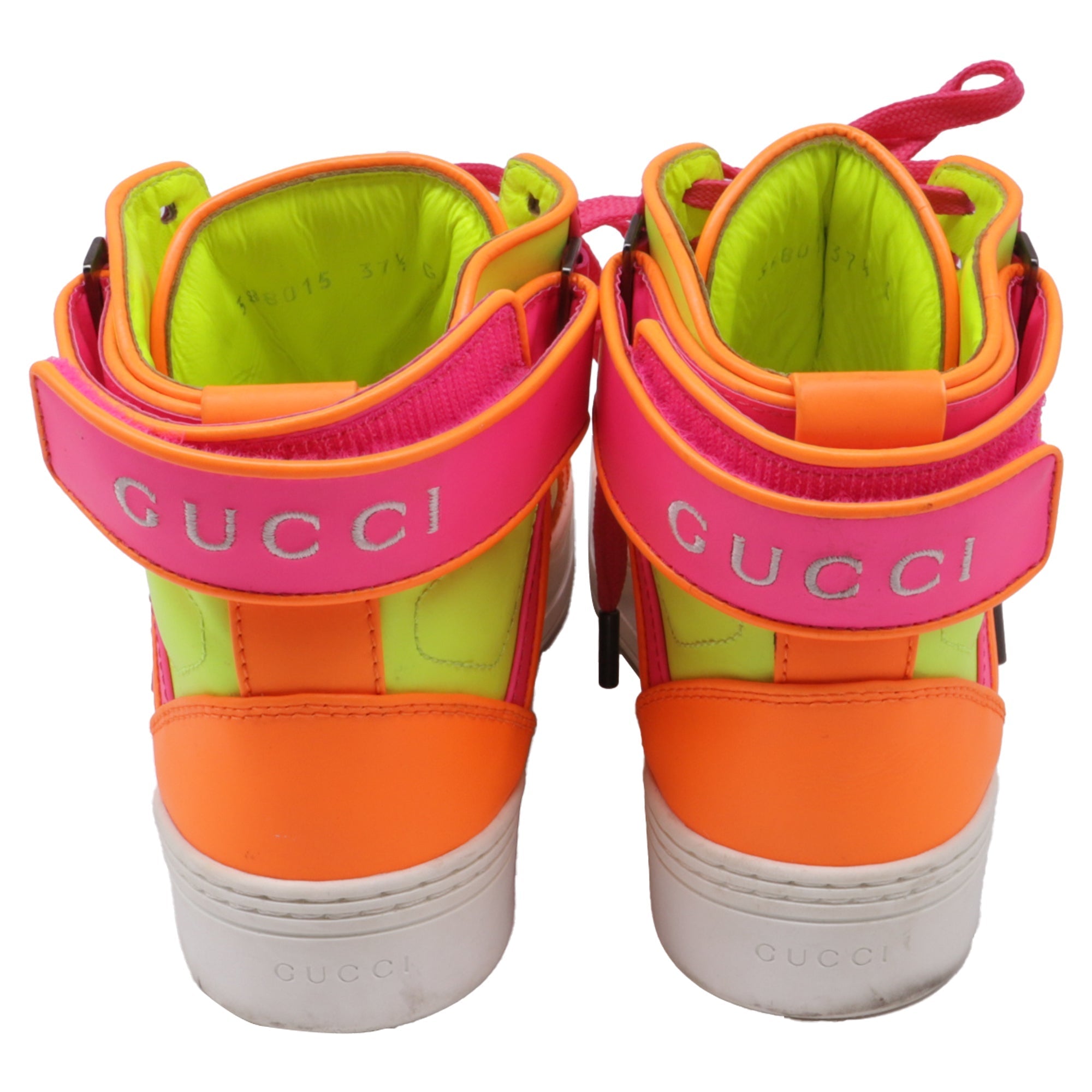 Women's Gucci Neon High Top Sneakers in Yellow Calfskin Leather