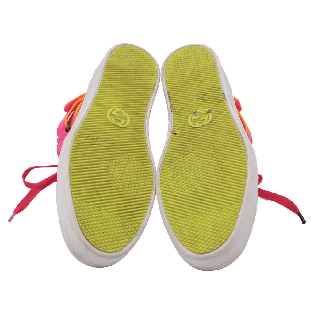 Women's Gucci Neon High Top Sneakers in Yellow Calfskin Leather
