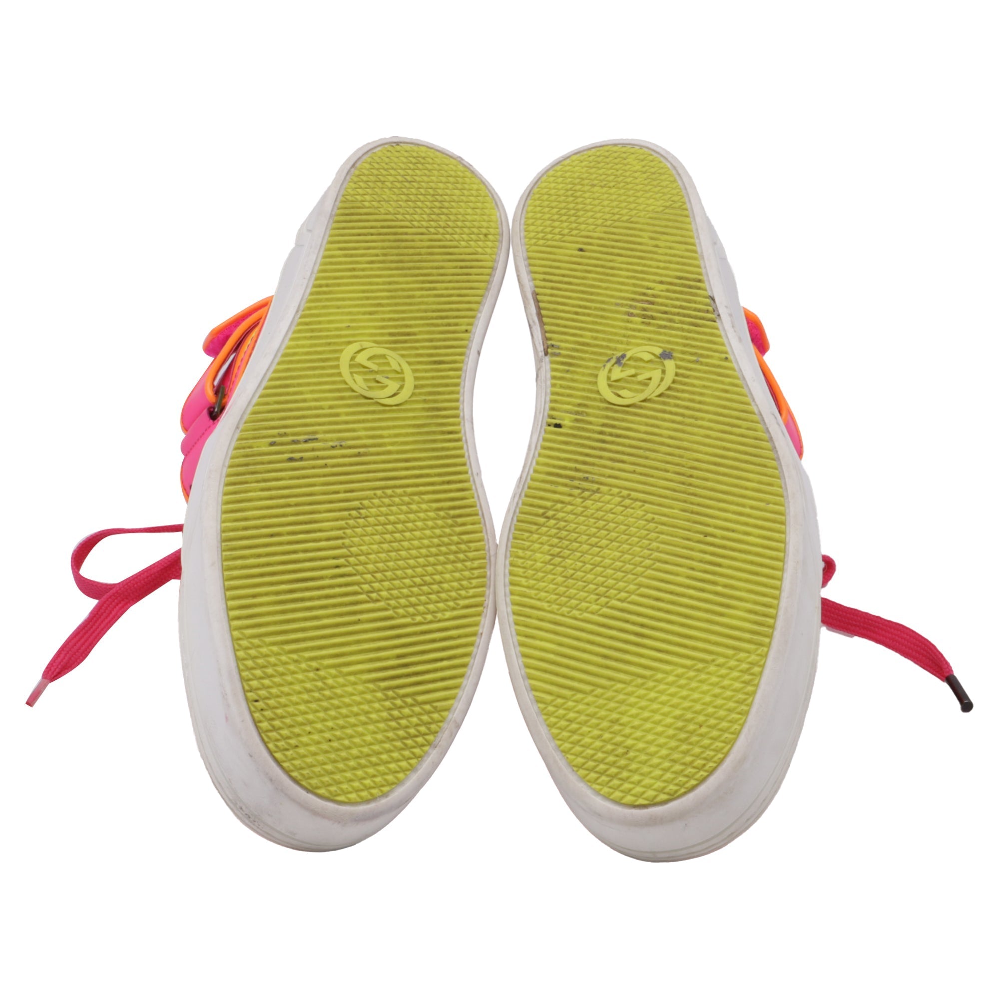 Women's Gucci Neon High Top Sneakers in Yellow Calfskin Leather
