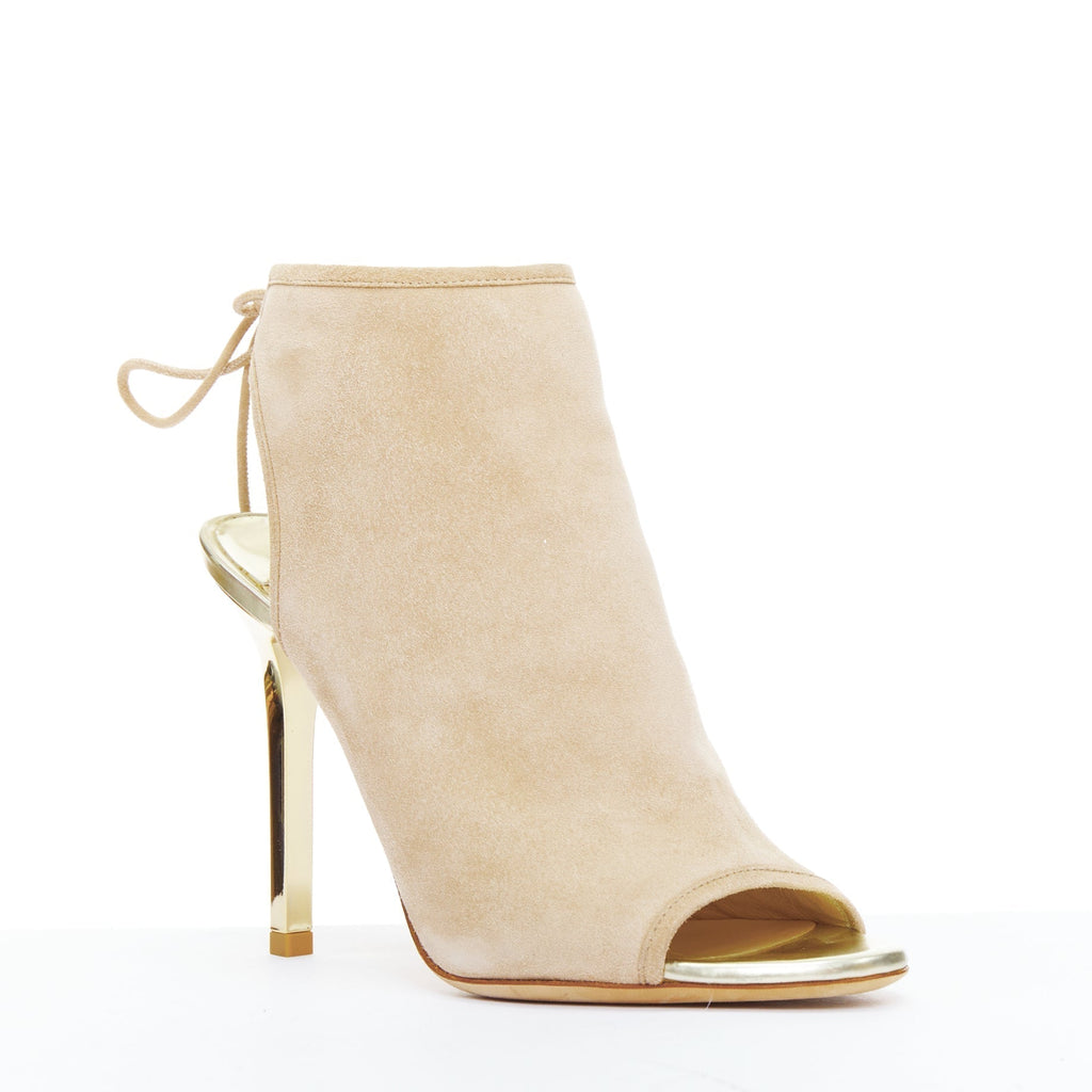 Women's Jimmy Choo Suede Gold Heel Booties