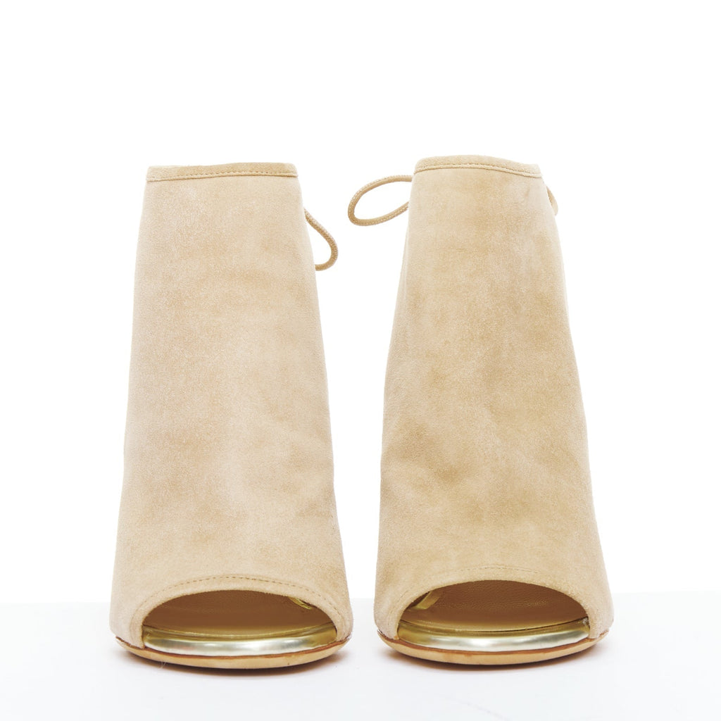 Women's Jimmy Choo Suede Gold Heel Booties
