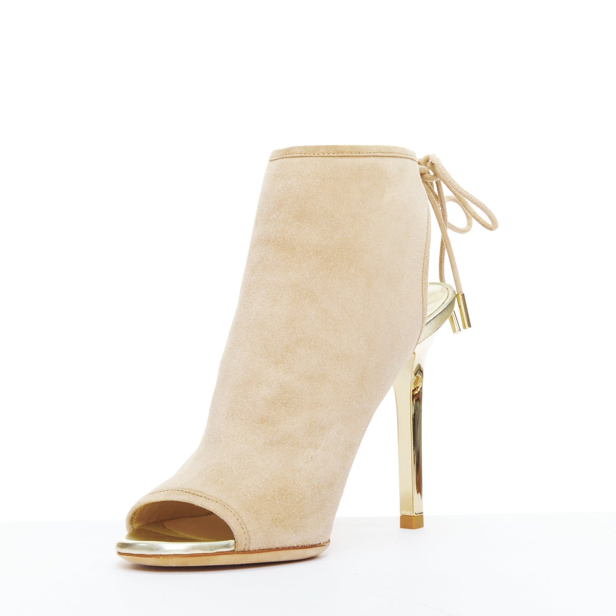 Women's Jimmy Choo Suede Gold Heel Booties