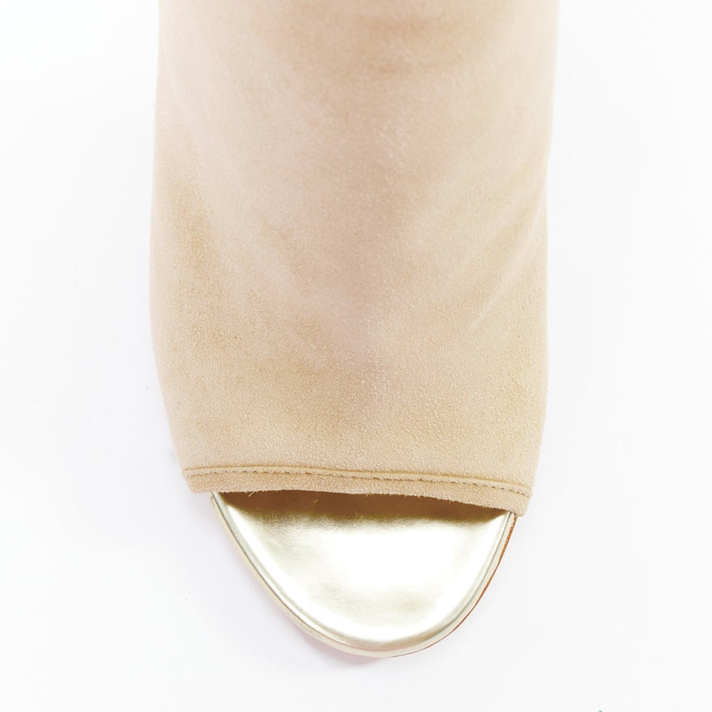 Women's Jimmy Choo Suede Gold Heel Booties