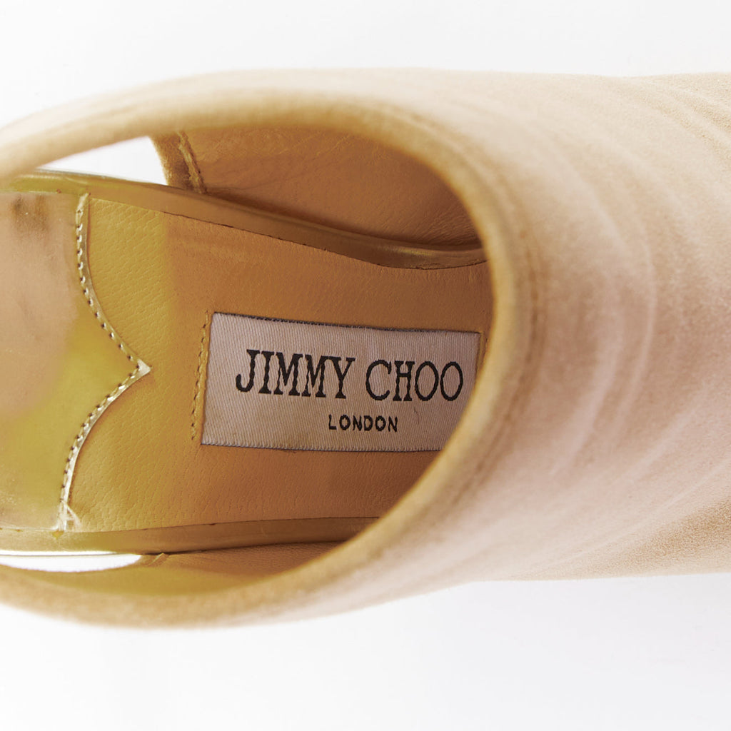 Women's Jimmy Choo Suede Gold Heel Booties