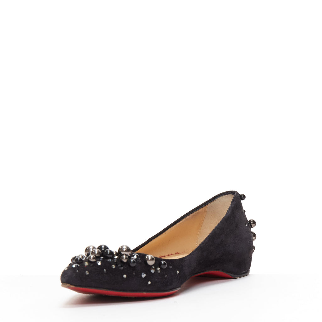 Women's Christian Louboutin Suede Beaded Flats