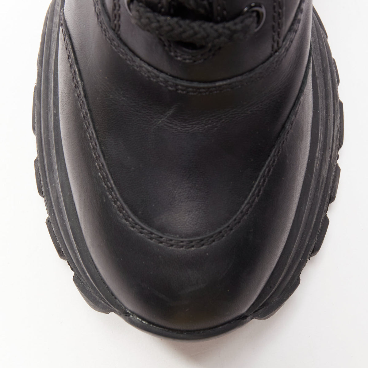 Women's Miu Miu Leather Lace Up Chunky Boots