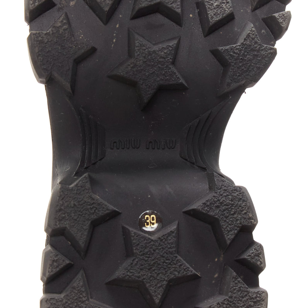 Women's Miu Miu Leather Lace Up Chunky Boots