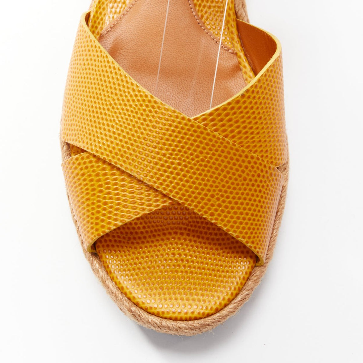 Women's Fendi Leather Cross Strap Jute Sandal
