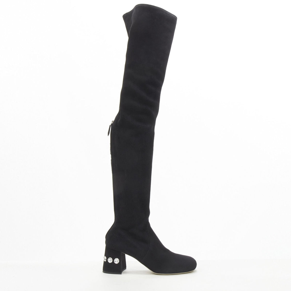 Women's Miu Miu Suede Jewelled Over Knee Boots