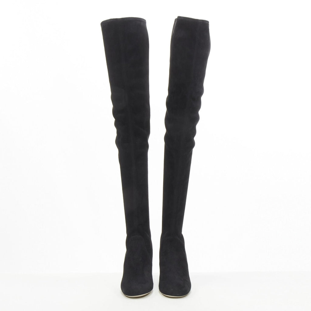 Women's Miu Miu Suede Jewelled Over Knee Boots