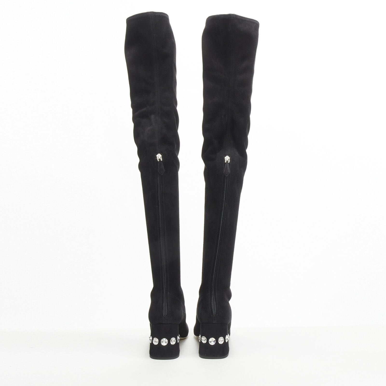 Women's Miu Miu Suede Jewelled Over Knee Boots