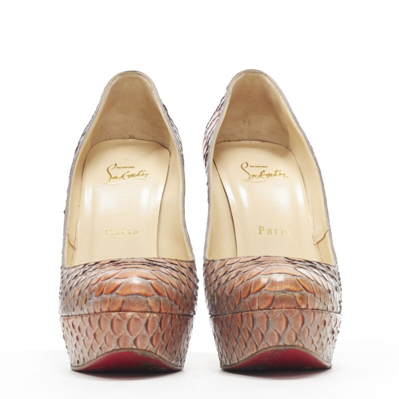 Women's Christian Louboutin Scaled Leather Pump