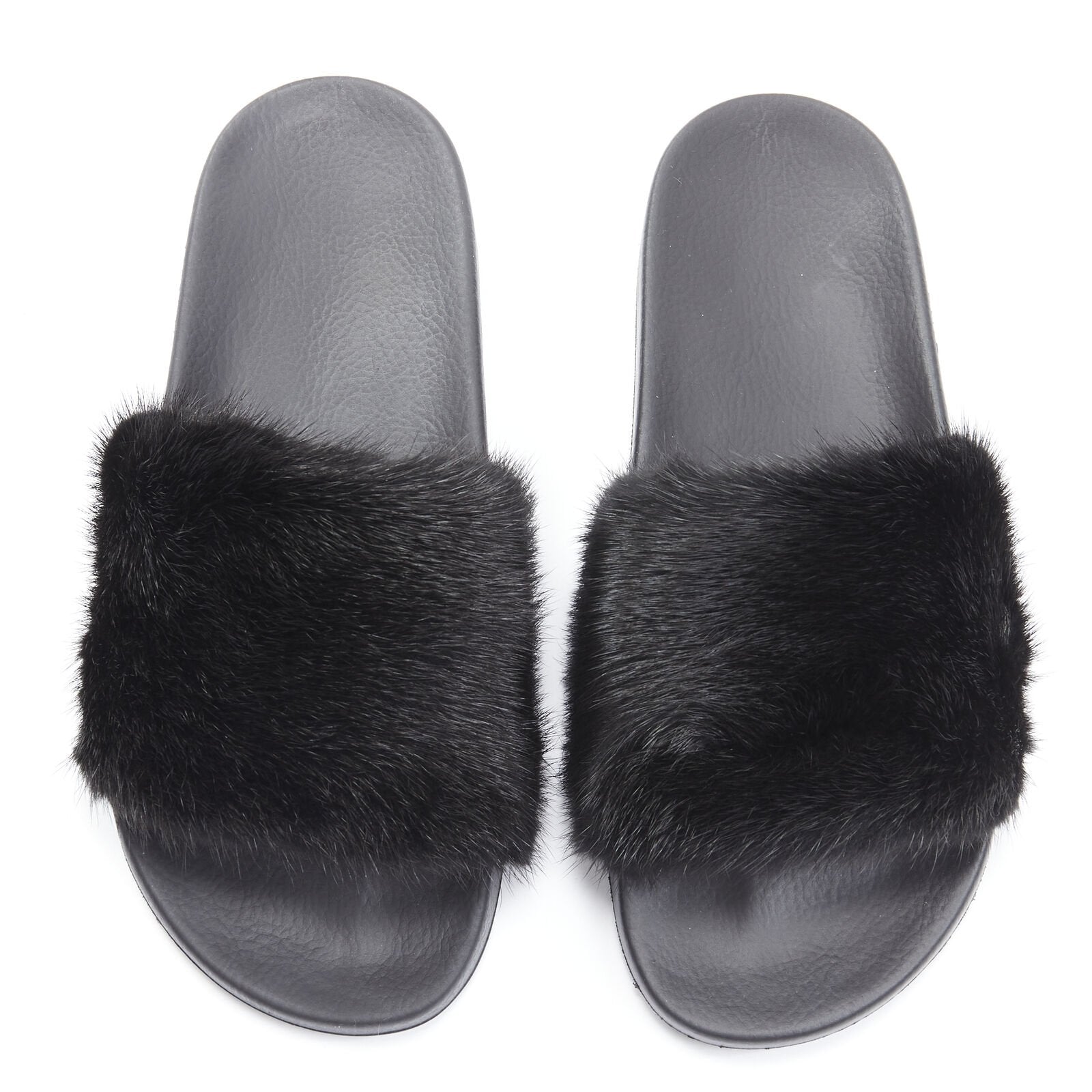 Women's Givenchy Mink Fur Logo Pool Slides