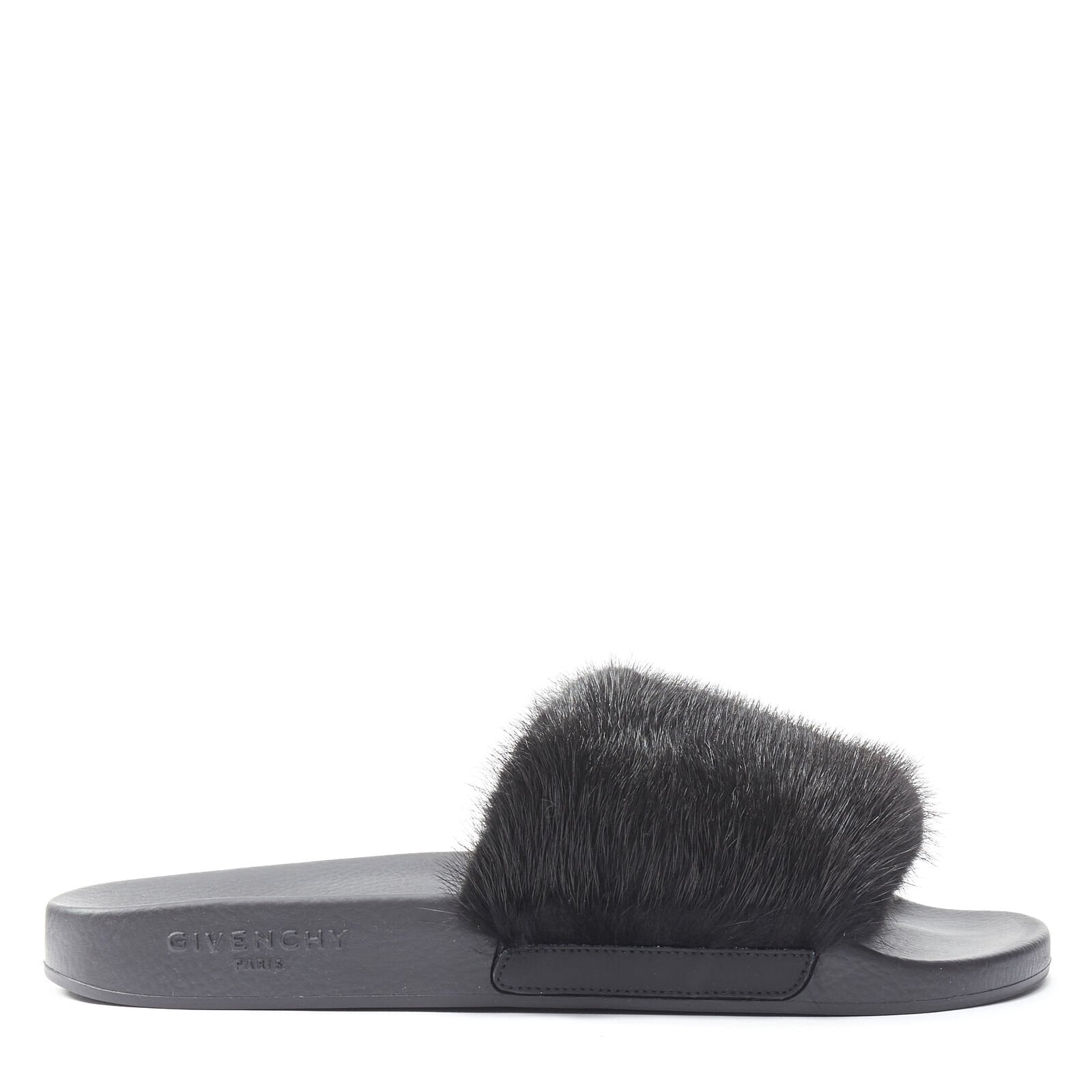 Women's Givenchy Mink Fur Logo Pool Slides