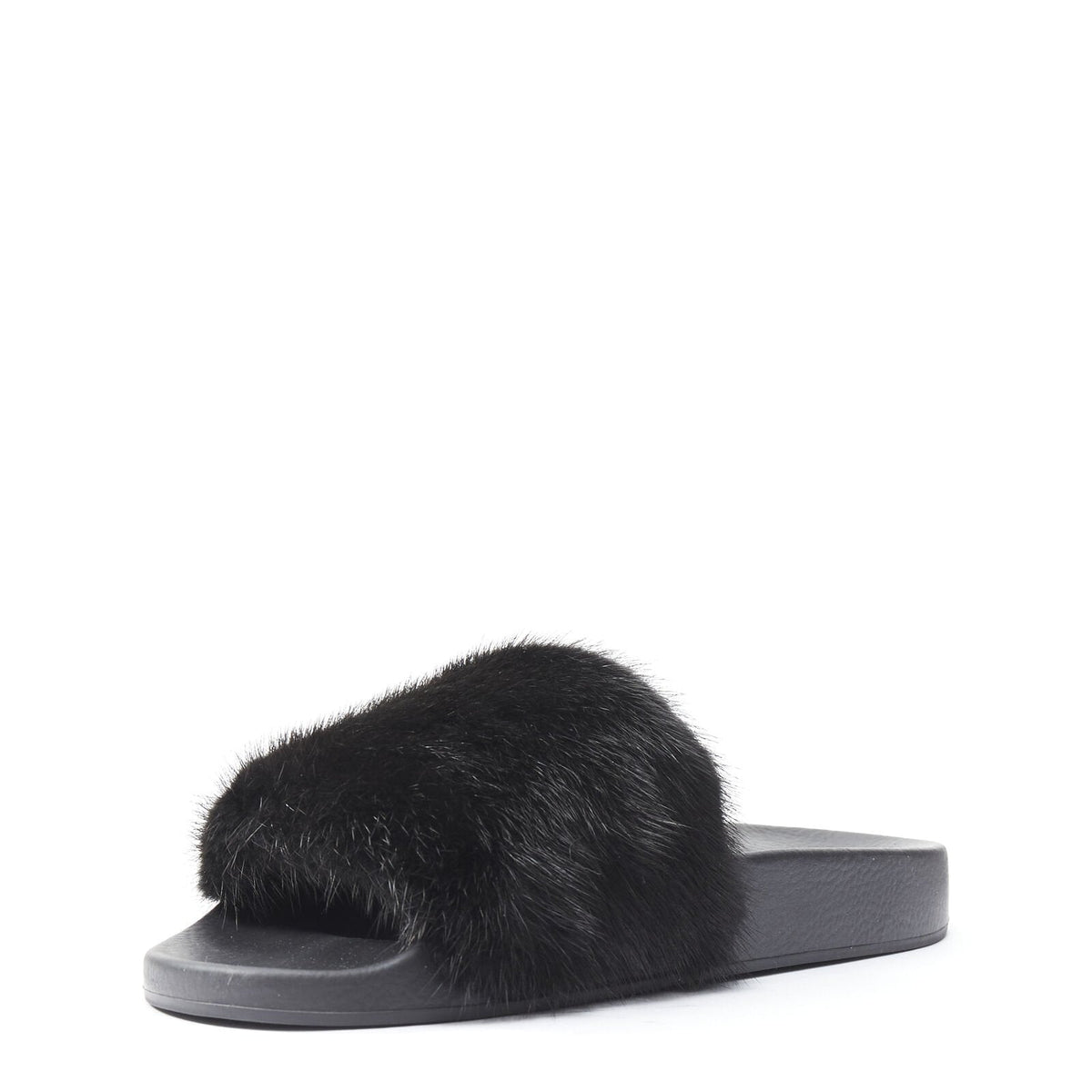 Women's Givenchy Mink Fur Logo Pool Slides