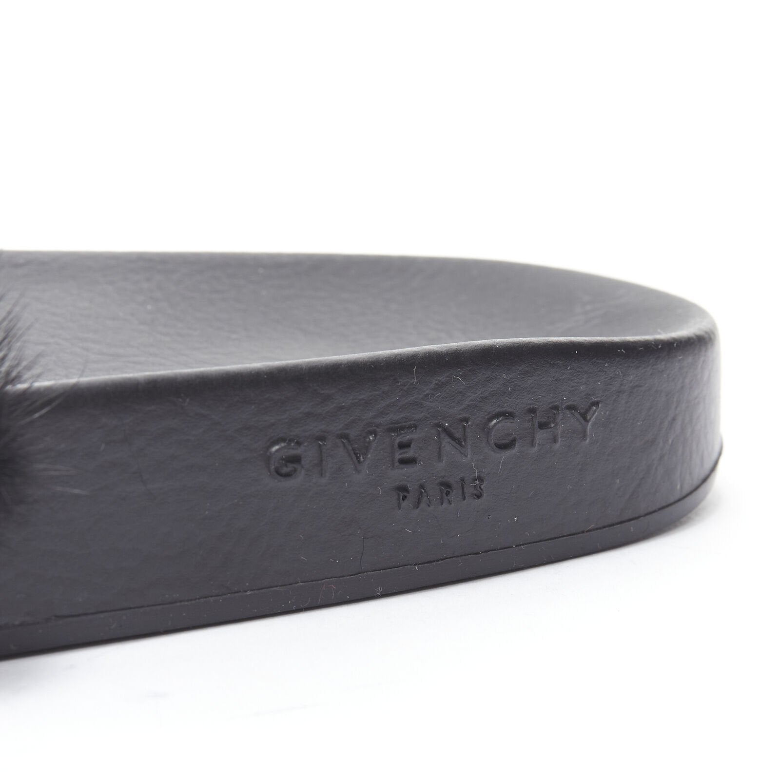 Women's Givenchy Mink Fur Logo Pool Slides