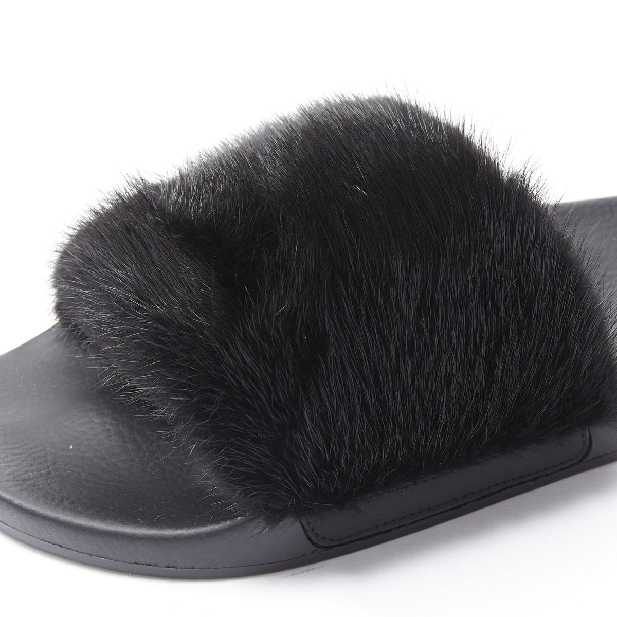 Women's Givenchy Mink Fur Logo Pool Slides