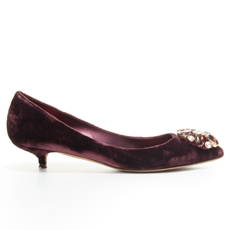 Women's Dolce Gabbana Velvet Crystal Heel Pumps
