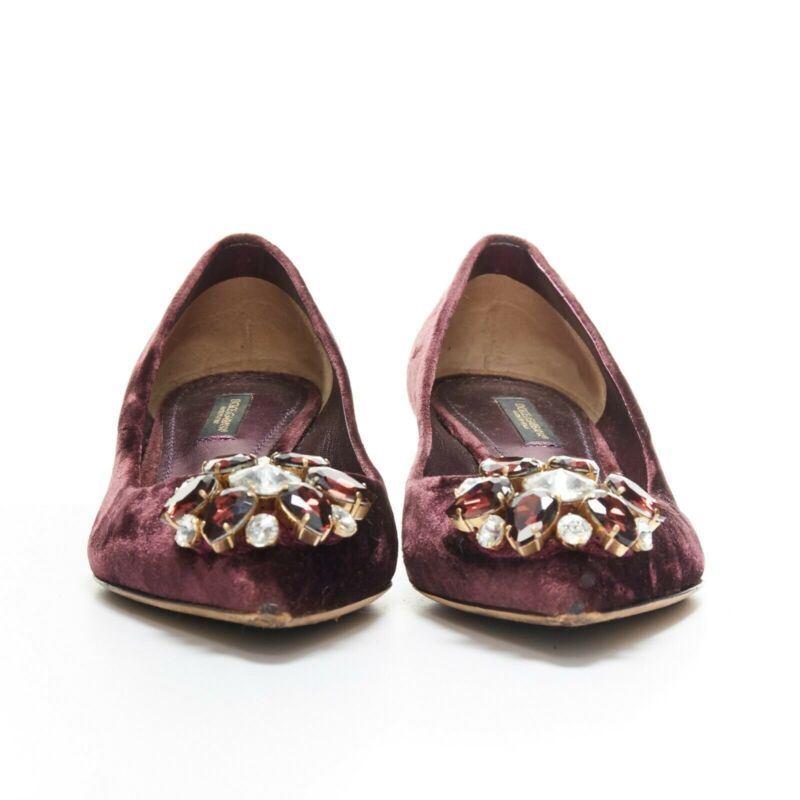 Women's Dolce Gabbana Velvet Crystal Heel Pumps