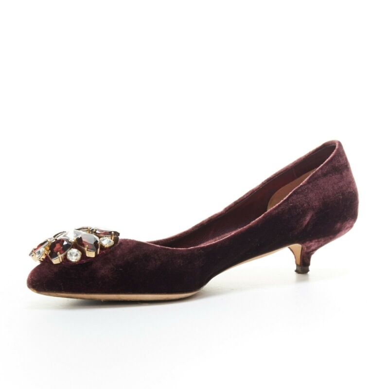 Women's Dolce Gabbana Velvet Crystal Heel Pumps