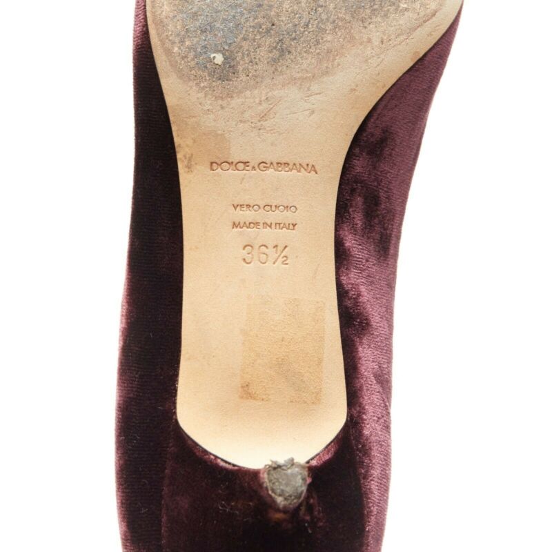 Women's Dolce Gabbana Velvet Crystal Heel Pumps
