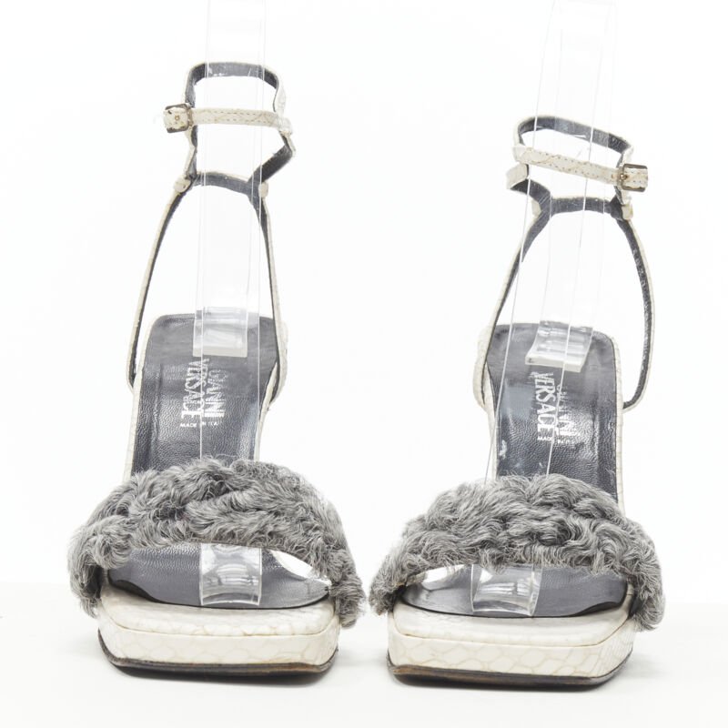 Women's Gianni Versace Shearling Ankle Sandals
