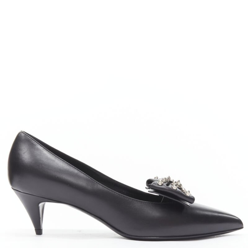 Women's Saint Laurent Studded Bow Pointed Pumps