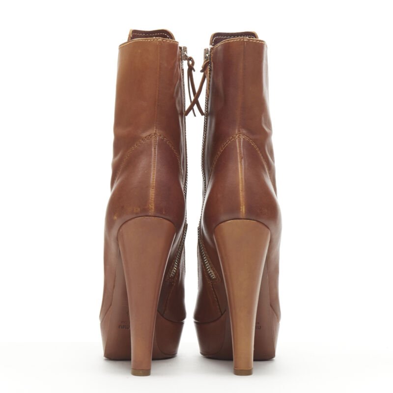 Women's Miu Miu Leather Platform High Heel Booties