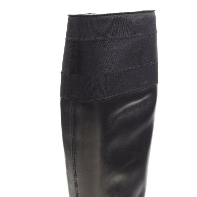 Women's Gucci Web Trim Leather Riding Boots