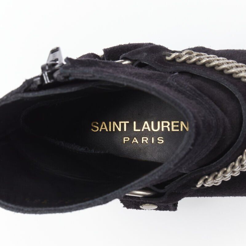 Women's Saint Laurent Wyatt Suede Chain Boots