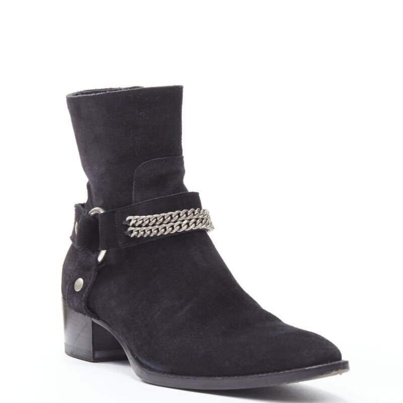 Women's Saint Laurent Wyatt Suede Chain Boots