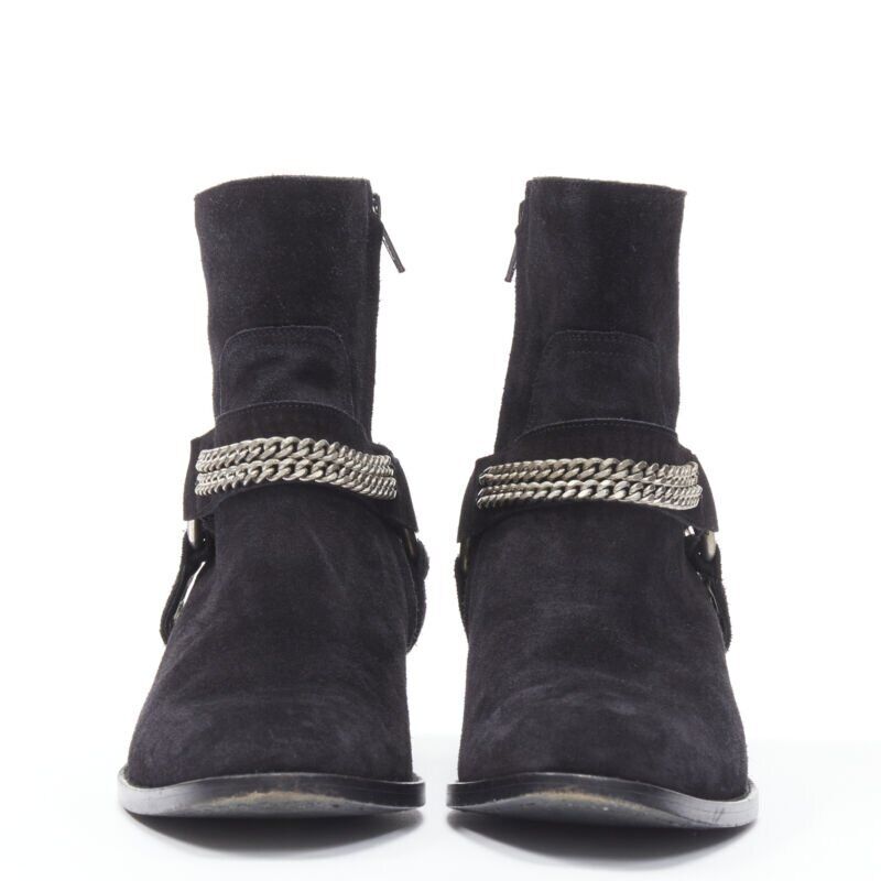 Women's Saint Laurent Wyatt Suede Chain Boots
